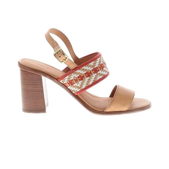 Frye Open Toe Braided Leather Amy Ankle Strap Block Heel Sandal Brown Size 8 - Picture 3 of 10